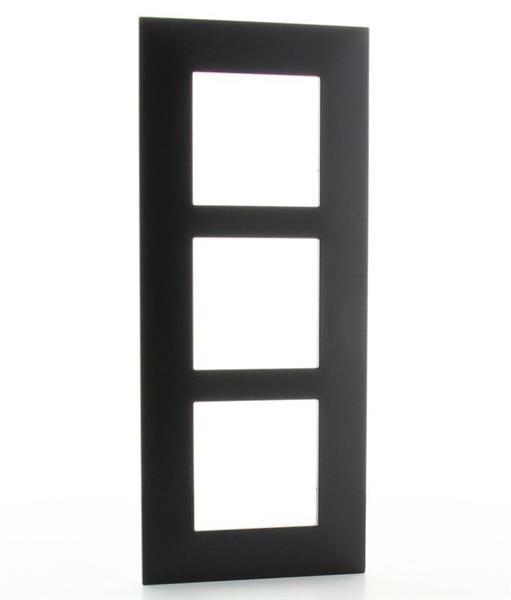Valena afdekplaat 3 mechanismen verticaal centerafstand 57mm Zwart Koper