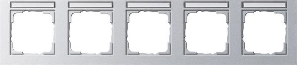 Cover frame 5 gang horizontal with inscription space Gira E2 colour Aluminium