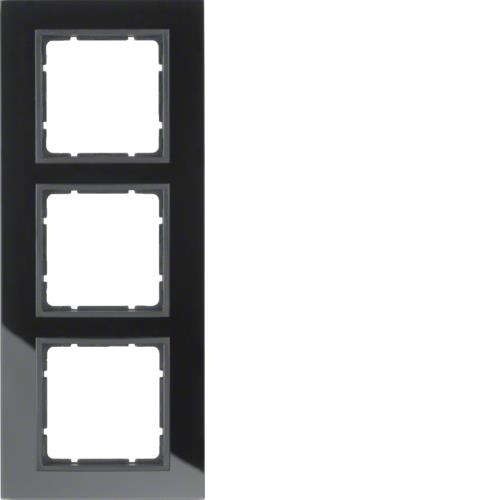 Afdekraam 3 - voudig Berker B.7 Glas, Zwart