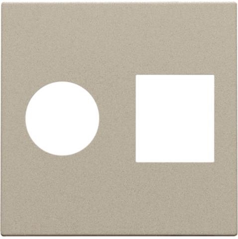 Afwerkingsset voor enkelvoudige coaxaansluiting en netwerkaansluiting TV + RJ45 telenet Champagne