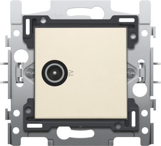 Connexion coaxiale mâle simple pour TV, socle et set de finition Creme
