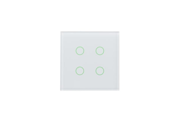 White, fingerprint - proof touch glass switch, 4 - buttons with RGB Led