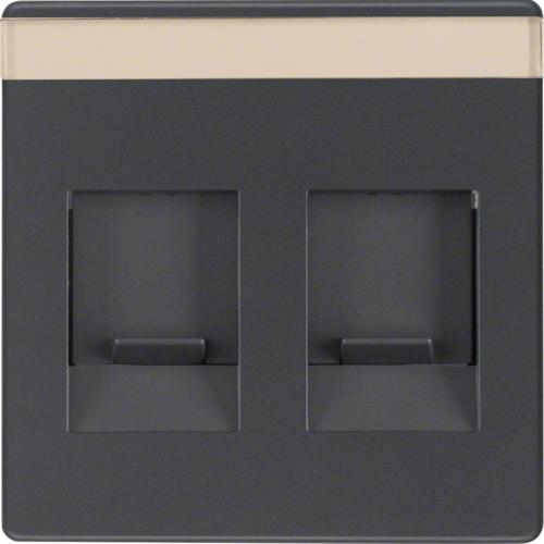 Centre plate 2 dust protection sliders, label field, Q.1 / Q.3, Anthracite velvety,