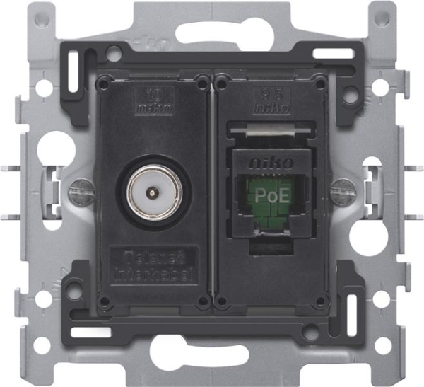 Combination coax with RJ45 connection UTP cat6A, PoE++ ready, flat design, including base 60 x 71mm