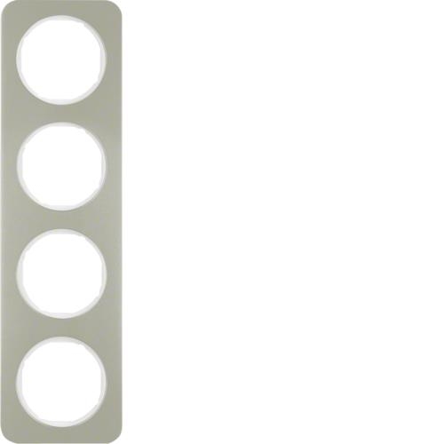 Afdekplaat 4 - voudig Berker R.1 Inox / Polarwit
