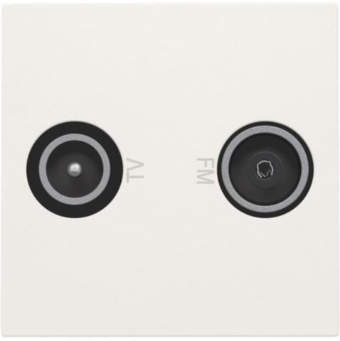 Afwerkingsset voor 2 x enkelvoudige coaxaansluiting voor TV en FM Wit
