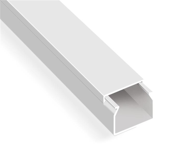 Goulotte PVC Blanche avec couvercle - 60 x 60mm (accessoires disponibles en stock)
