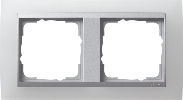 Afdekraam 2 voudig voor kleur Aluminium Gira Event opaque WIt