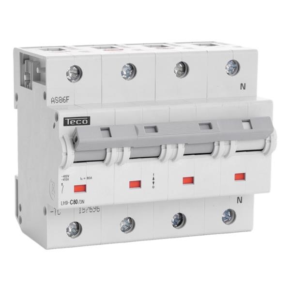 Circuit breaker 3 poles + N 80A 15kA curve C