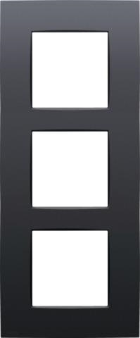 Triple cover plate, 60mm center distance, vertical, Niko Intense Anthracite color cover