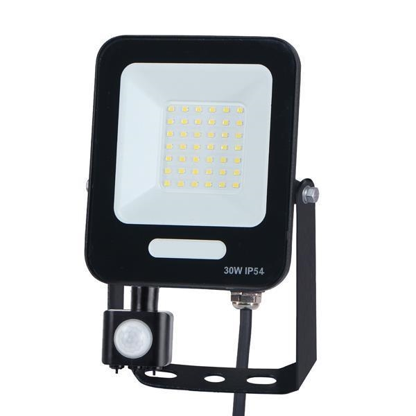 Schijnwerper Led SMD met richtbare bewegingsdetector 30W Zwart IP54 4000K plus