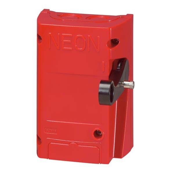 Noodonderbreking lichtreclame Rood 2 polig - 16A - 250V - 1 Led