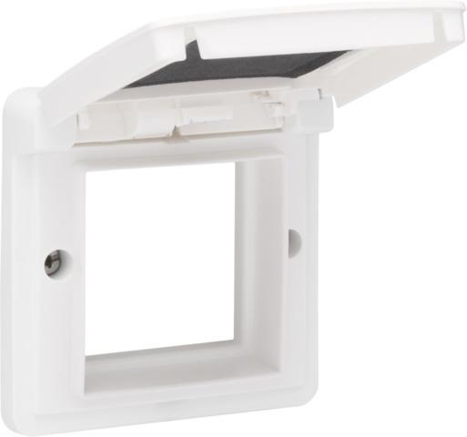 Cadre d’adaptation avec couvercle pour fonctions 45 x 45mm dans des boîtes en saillie étanches Blanc