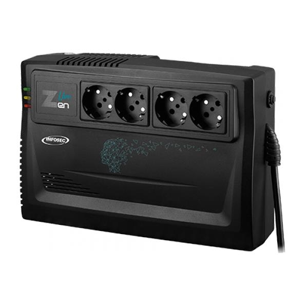 Ups noodvoeding 230V - Infosec Zen Live 1000VA UPS line interactive - 4 x stopcontact