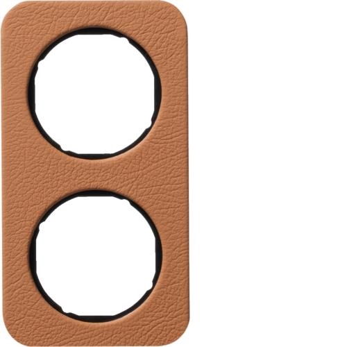 Afdekplaat 2 - voudig R.1 Bruin Leder / Zwart