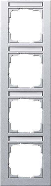 Afdekraam 4 voudig met tekstkader verticaal Gira E2 kleur Aluminium