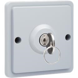 Splashproof key switch 16A with screw terminals, excluding surface - mounting box, Grey