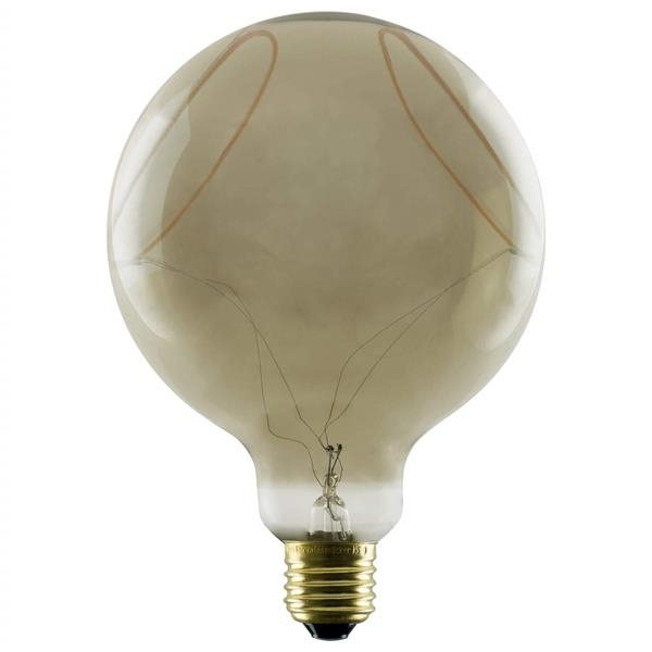Led globe 125 2 x slanting soft curve, Led bulb, smokey, E27, phase, 6W, 1900K