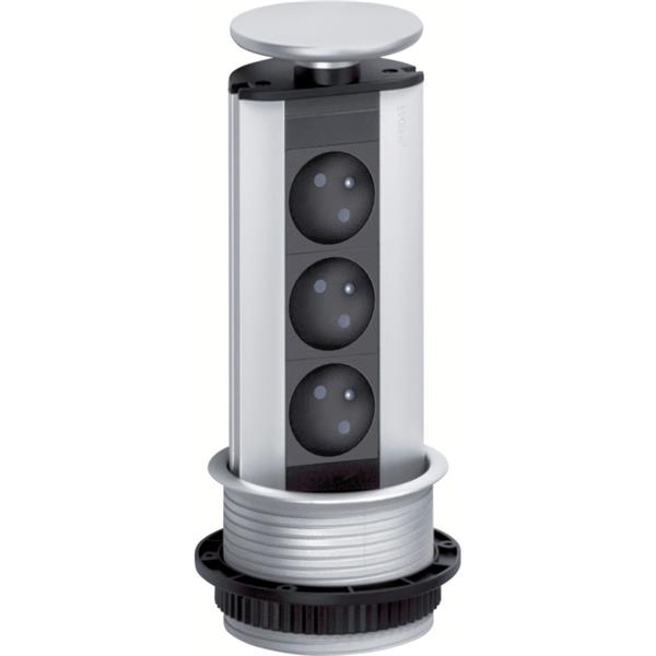 Evoline port 3 x 16A deksel kunststof Alu