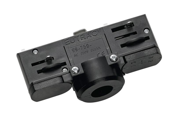 EuTrac 3 - fase rail adapter, Zwart inclusief draadstang en trekontlasting