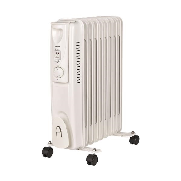 Oil radiator 9 ribs with adjustable thermostat 800 - 1200 - 2000W IP20.Tip - over safety switch.