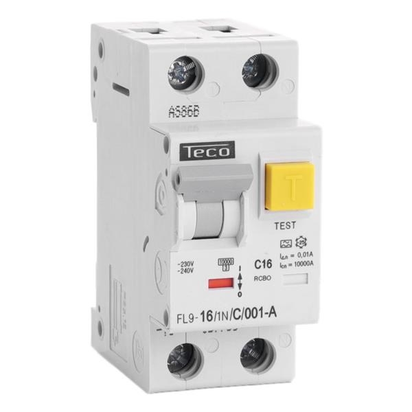 Disjoncteur différentiel 1 pôle + N 16A 10mA pouvoire de coupure 10kA courbe C