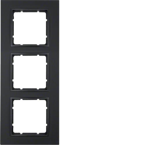 Plaque de recouvrement 3 postes Berker b7. Anthracite, mat