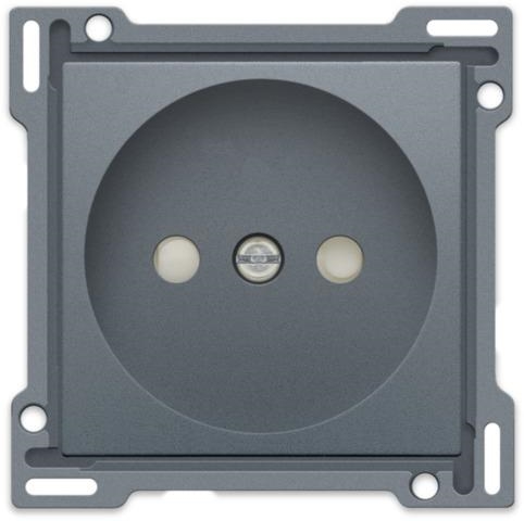 Afwerkingsset voor stopcontact zonder aarding met kinderveiligheid, inbouwdiepte 21mm Alu Steel