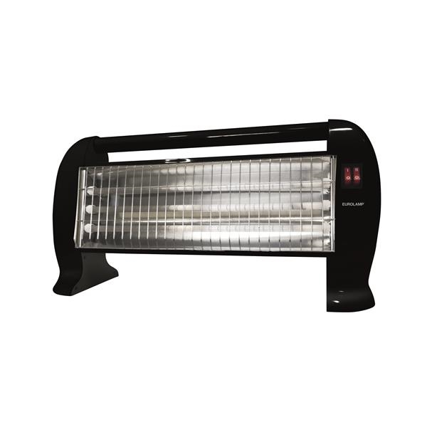 Kwartsverwarmer Zwart 400 - 800 - 1200W met indicatielampje. Tip - over veiligheidsschakelaar