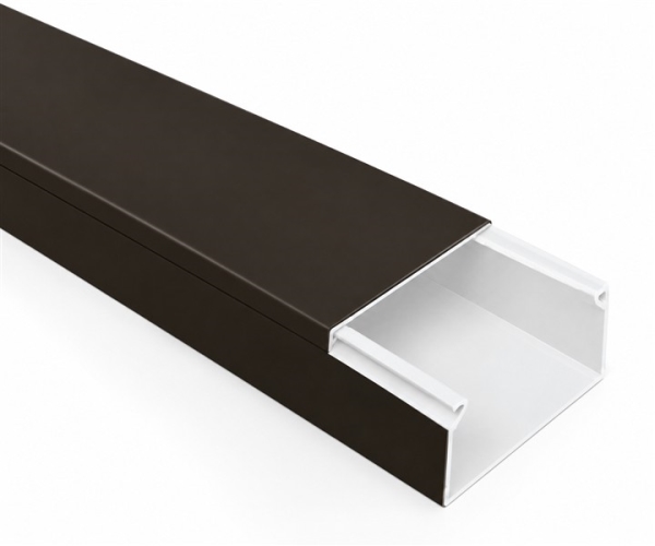 Black PVC cable trunking with lid - 30 x 25mm