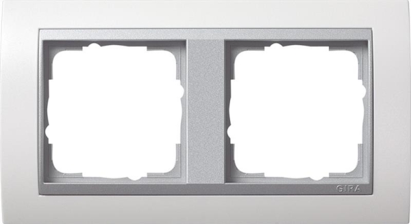 Afdekraam 2 voudig voor kleur Aluminium Gira Event zuiver Wit mat