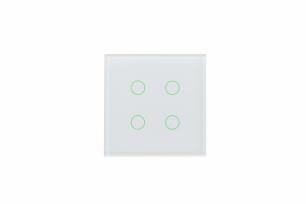 Interrupteur intelligent verre Blanc, 4 boutons RGB, avec capteur température