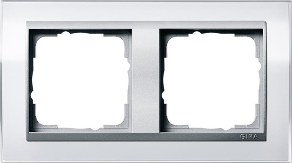 Afdekraam 2 voudig voor kleur Aluminium Gira Event Clear WIt