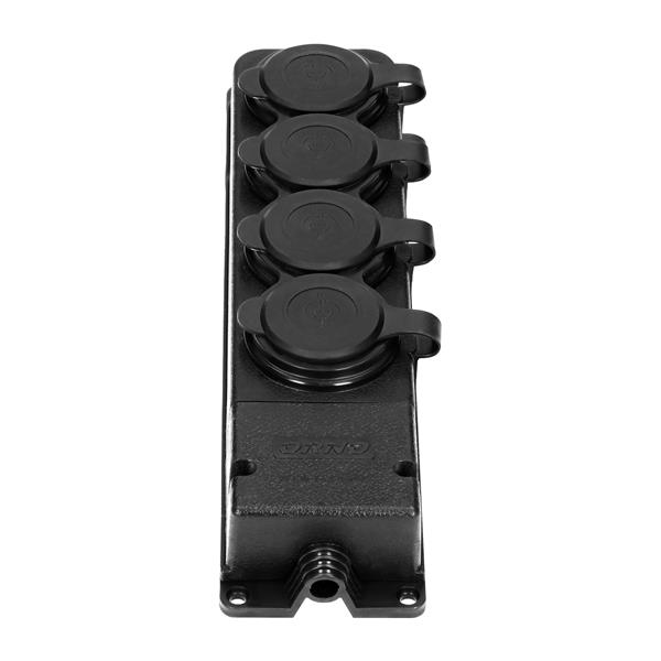 Prolongateur multiprise robuste, caoutchouc IP44, 4 prises, boîtier ignifugé, profil très bas 5cm