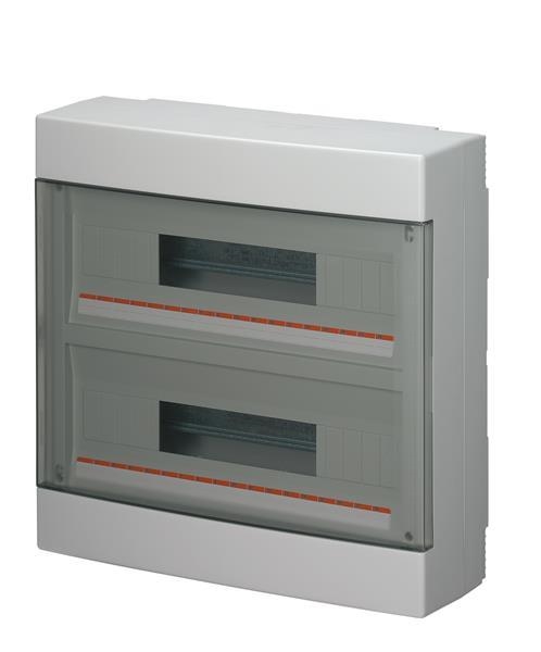 Opbouw kast 36 modules Grijs IP40 met doorzichtige deur 400 x 400 x 130mm met installatie kit