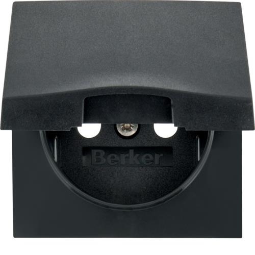 Afwerkingsset voor stopcontact met klapdeksel Berker S.1 IP44 Antraciet, mat