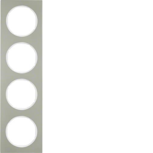 Afdekplaat 4 - voudig Berker R.3 Inox / Polarwit