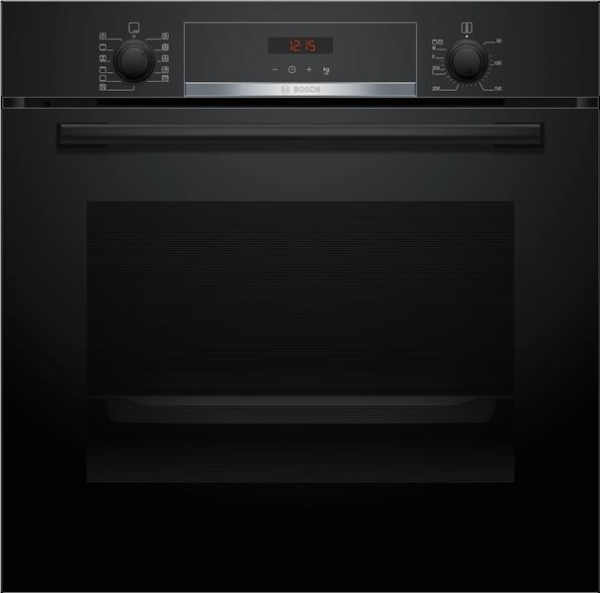 Oven serie 4 multifunctie 60cm, Label A+, 7 verwarmingswijzen, pyrolyse, Rood display, Zwart Zwart A