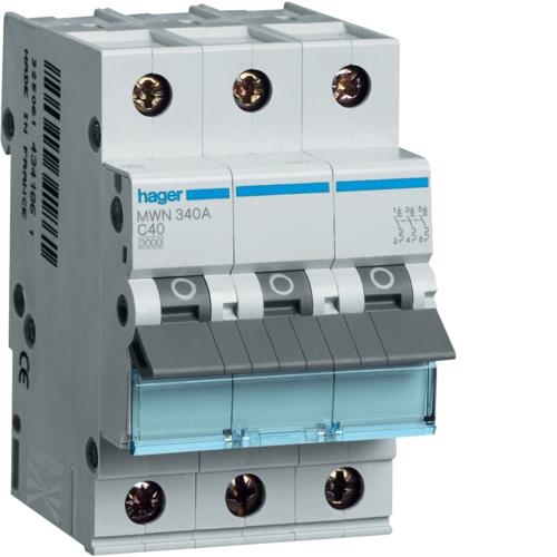 Circuit breaker - 3kA - C curve - 3 poles - 40A - 3 modules
