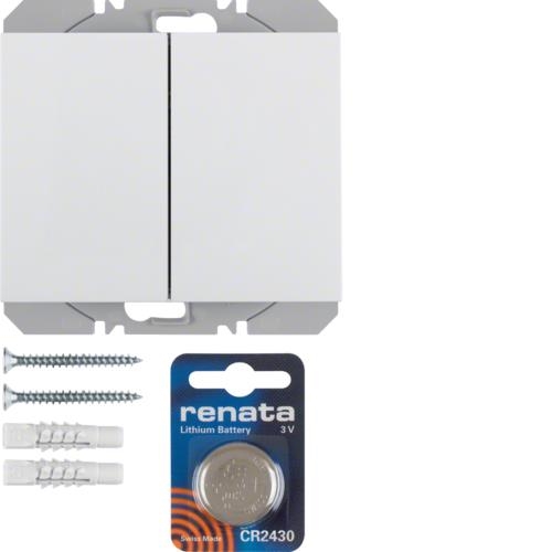 Bouton - poussoir double à pile radio quicklink Knx K.1 / K.5 Blanc polaire brillant