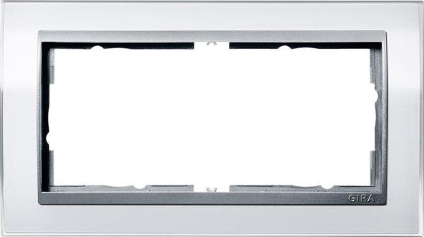Afdekraam 2 voudig zonder middenstijl voor kleur Aluminium Gira Event Clear WIt