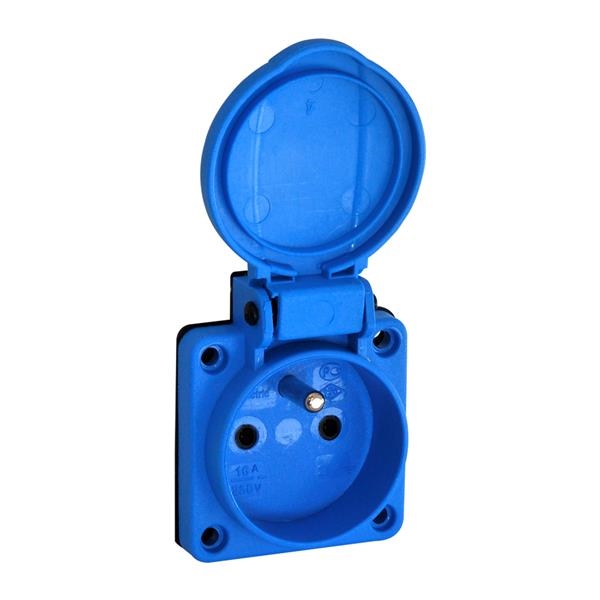 Half inbouw stopcontact 1 x 16A 220 - 240Vac 2 polig + A Blauw