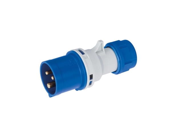 Mannelijke stekker CEE 16A 240V 2 polig + A IP44 Blauw