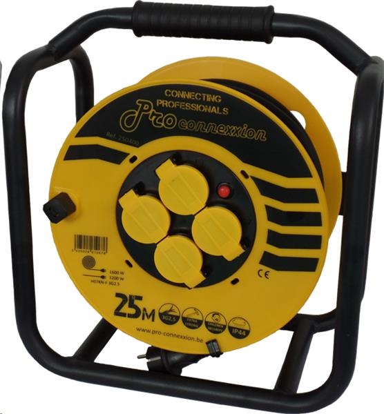 Kabelhaspel H07RN-F 3G2.5 - gesloten statief - 25m - 4 stopkontakten IP44