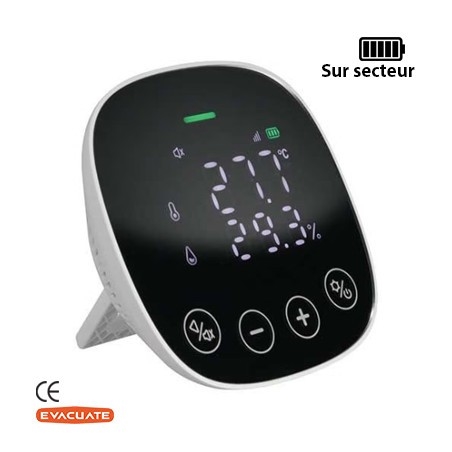 Moniteur de CO2 (détecteur ) avec Wifi alimentation 230Vac +bat.de sec.6h 10ans vie et 3ans garantie