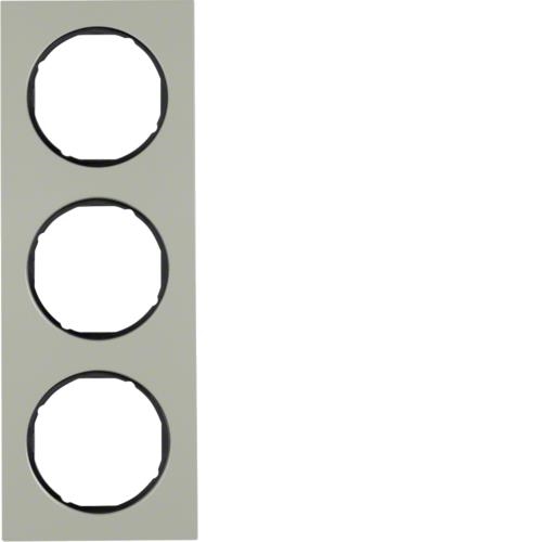 Afdekplaat 3 - voudig Berker R.3 Inox / Zwart