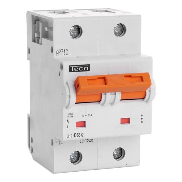Circuit breaker 2 poles 63A 25kA curve D