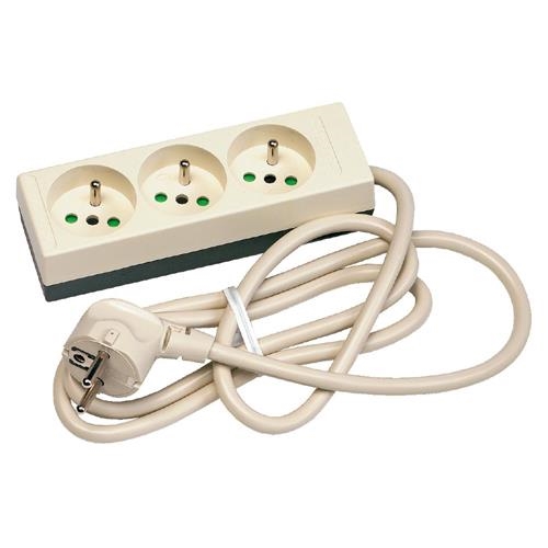 Tafelcontactdoos 3 voudig met kabel Ivoor