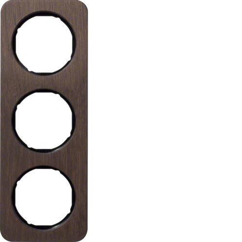 Afdekplaat 3 - voudig R.1 Bruin Hout / Zwart