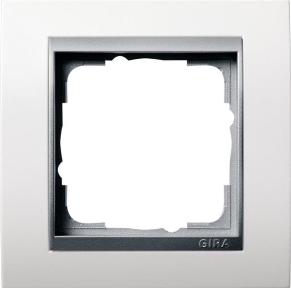 Afdekraam 1 voudig voor kleur Aluminium Gira Event zuiver Wit mat